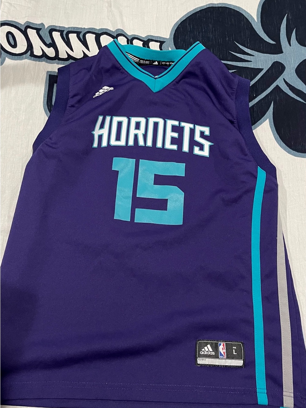 adidas Purple and Teal Hornets Basketball Jersey #15